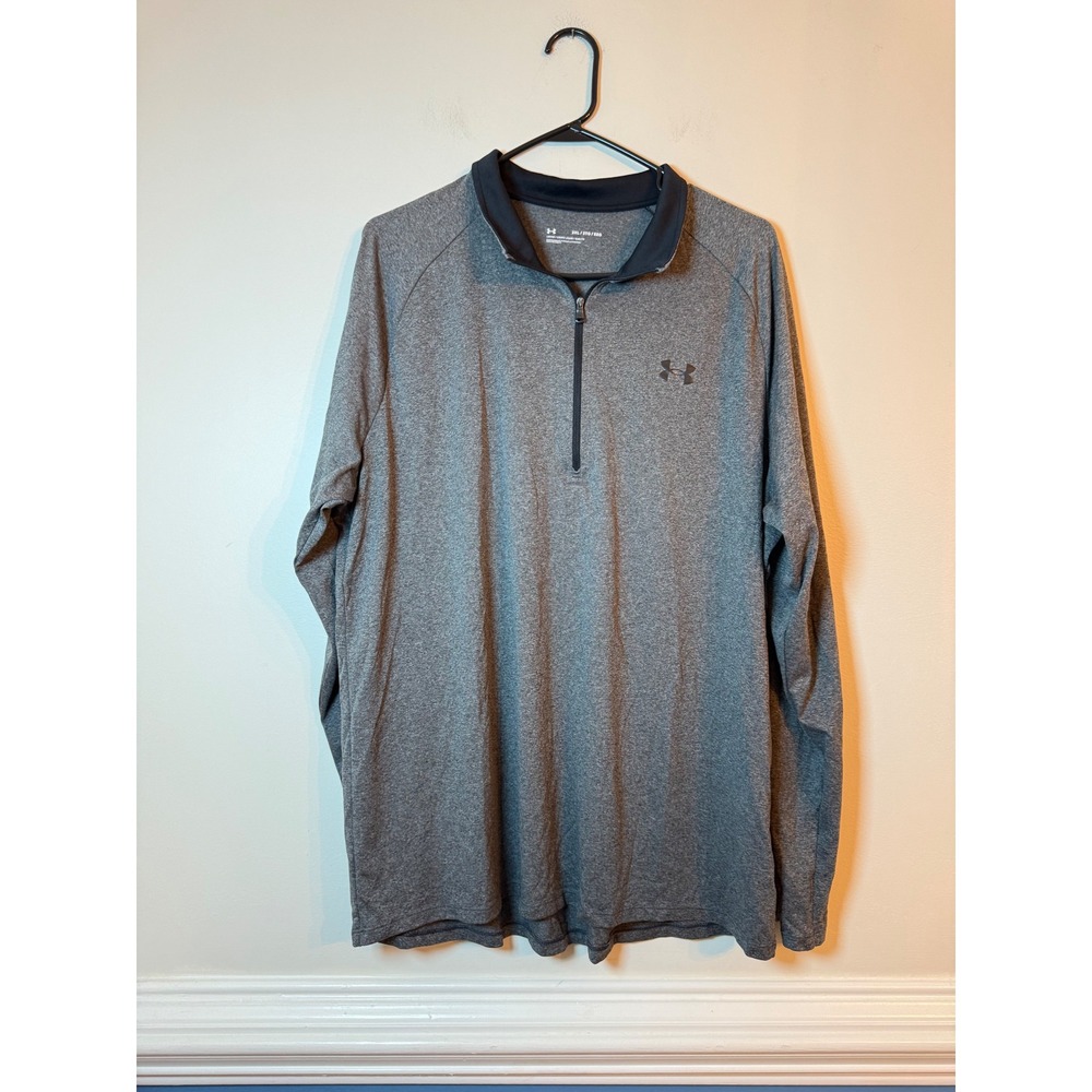 Under Armour Pullover Mens 2XL Grey Quarter Zip Long Sleeve Tech Shirt sporty